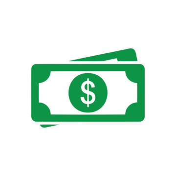 Green Dollar Bill Icon Representing Currency, Finance, and Financial Transactions
