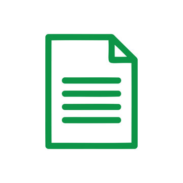 Green Document Icon, Paper Symbol, Text Information Representation