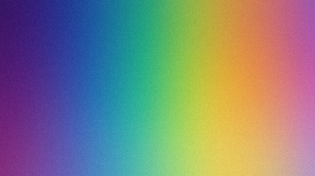 A vibrant rainbow gradient spans across the colorful scene horizontally.