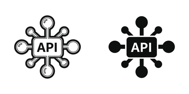 API integration concept with connected nodes in a network during digital development
