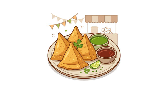 Delicious Indian Samosas with Chutney Dipping Sauces