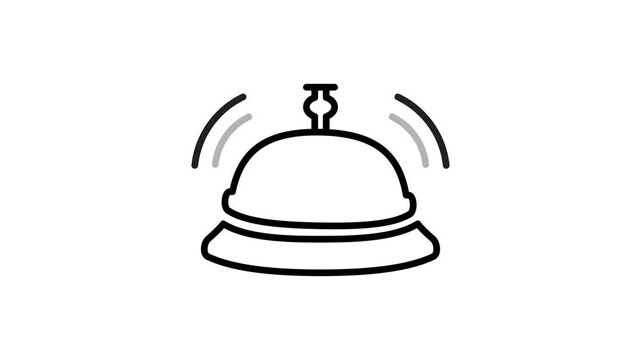 Ringing desk bell animated icon for reception, customer service, reservation, hotel, restaurant and other