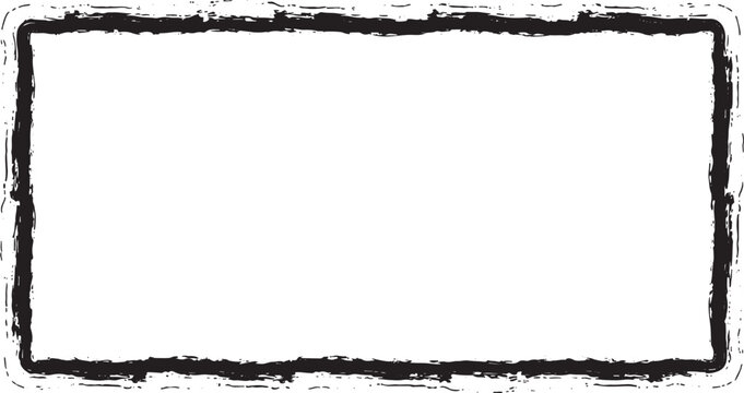 Rounded Rectangle Grunge Border Frame: Vintage Black Ink Distressed Banner Template vector design on transparent background.