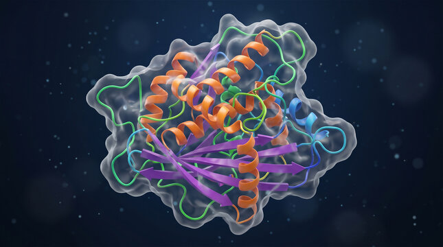 3D Folded Protein Molecule Structure