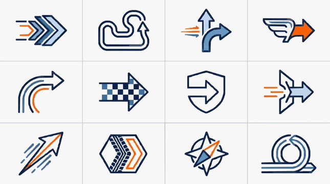 Minimalist Directional Icons and Speed Themed Symbols for Modern UI and Branding Design with high professional line art symbols for modern creative design and digital branding projects