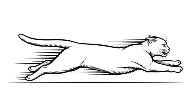 Minimalist line art of a running puma with speed lines.