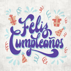 Spanish birthday wishes, colorful celebration design, festive party graphics, 'Feliz Cumpleaños' vector © javect