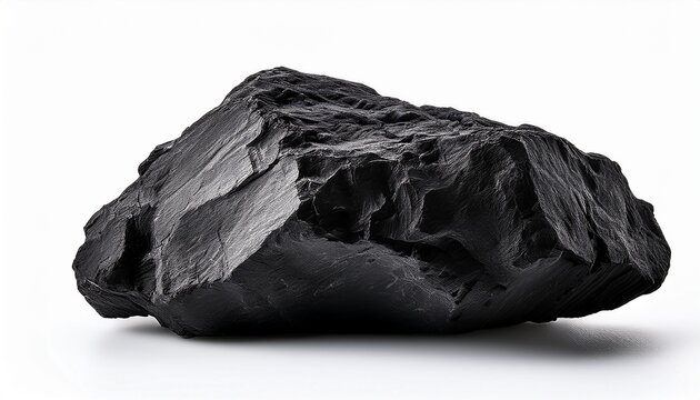 raw coal rock lump isolated on white background