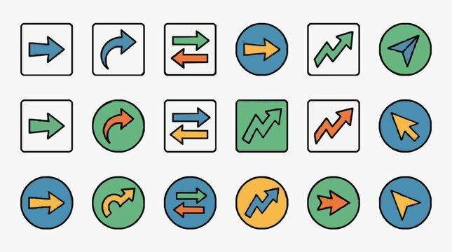 Graphic Directional and Trend Icons Set.