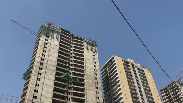 Under Construction Building Structure Showing Modern Architecture Development, Construction Site, Engineering Work, and Urban Infrastructure Growth
