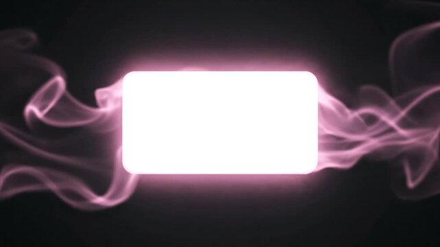 Glowing white rounded rectangle with pink aura on black background
