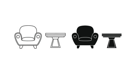 Fototapeta premium Vintage armchair and table set illustration