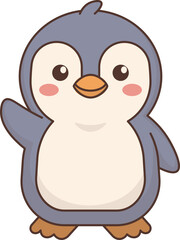 Obraz premium Cute Penguin Waving Hello vector shape