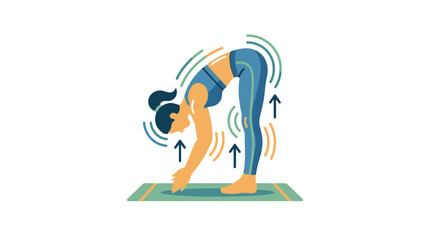 Fototapeta premium Woman doing forward bend yoga pose illustration