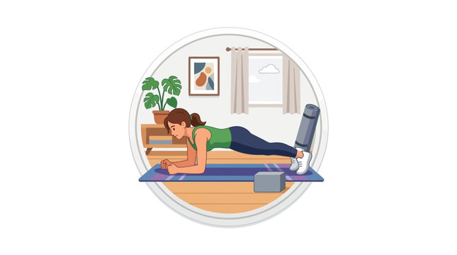 Woman doing plank exercise at home