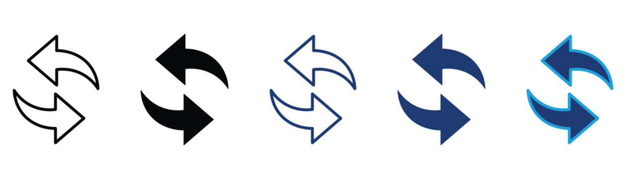 Exchange arrow icon vector.  Reload symbol, refresh arrows, sync icon, circular arrow sign, update button, rotation arrows, repeat symbol, data transfer icon, loop arrow vector, isolated flat design, 