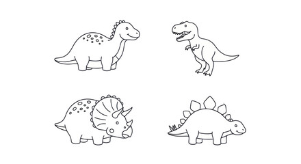 Dinosaur species outline set for children coloring © masa