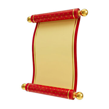 Elegant Red and Gold Scroll with Star Pattern