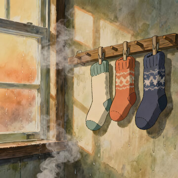 christmas sock on a wooden background
