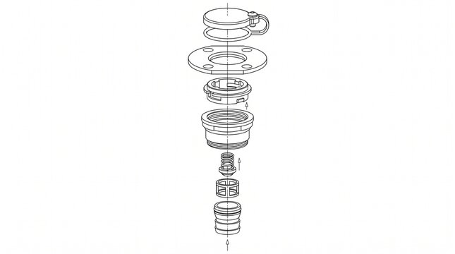 Bayonet Connector Deck Fitting Exploded Technical Drawing for Marine and Boat Applications