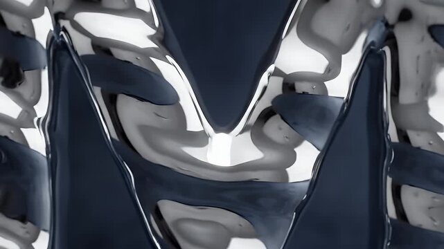 3D liquid chrome metallic letter M.