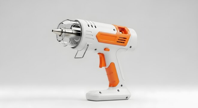 Cordless heat gun with orange accents and clear nozzle guard.