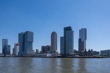 Fototapeta premium Rotterdam city, waterfront towers, modern architecture high rise buildings. Netherlands