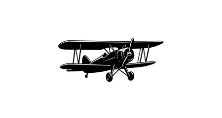 Biplane silhouette on transparent background © Jahan