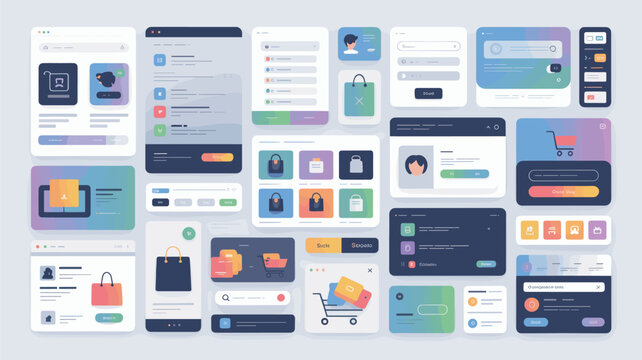 Set of 25 E-commerce UI UX Elements Vector