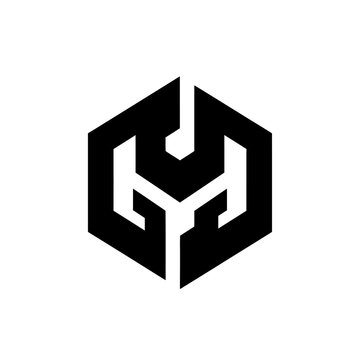 Minimalist black hexagonal monogram logo icon on white background