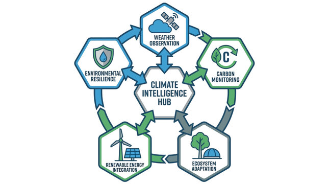 Comprehensive Climate Intelligence Framework Illustrating Integrated Environmental Monitoring and Renewable Energy Systems