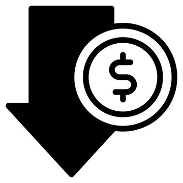  money decrease Icon, Gradient style icon vector illustration, Suitable for website, mobile app, print, presentation, infographic and any other project.