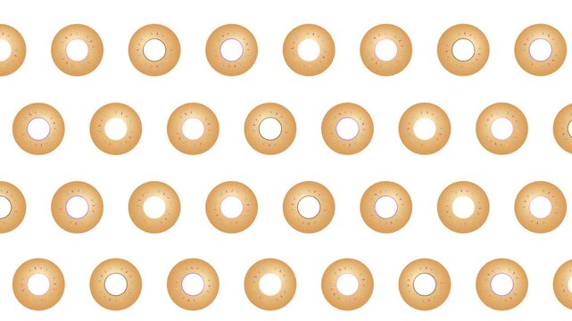 Pattern of Golden Circular Pastries Arranged in a Symmetrical Grid