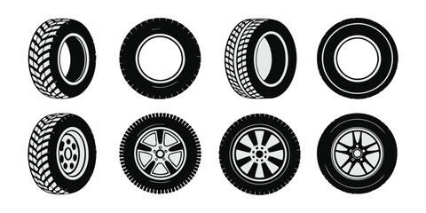 Wheel Tire Icon Design Set for Automotive UI, Websites, and Mechanical Systems Representing Rubber Wheels and Motion © Sidratul Muntaha 4