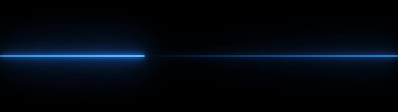 Abstract horizontal glowing green neon line on a dark background with subtle reflection bright clean.Straight neon lazer line color red black background.