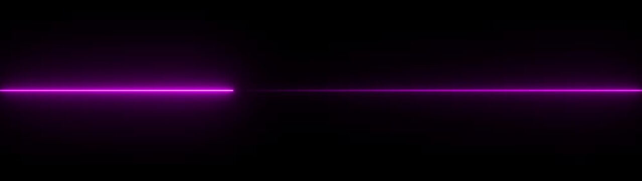 Abstract horizontal glowing neon line on a dark background with subtle reflection bright clean