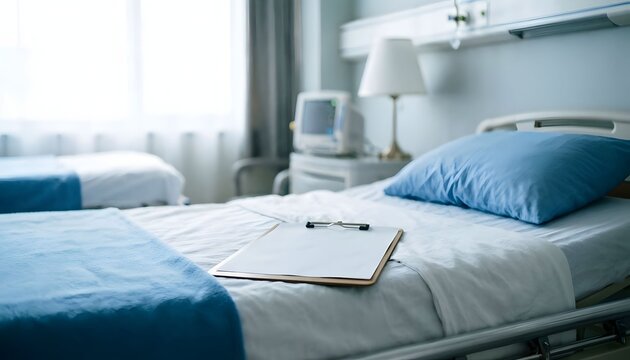 Bedroom Scene with Neatly Made Beds, Rumpled Linens, Bedside Table, and Warm Lamp Light, Creating a Calm Home Interior Concept for Relaxation and