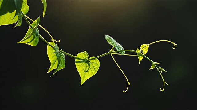 Vine with heart-shaped leaves growing in nature.