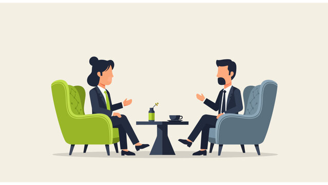 Business people meeting in a modern lounge for a professional interview or corporate discussion