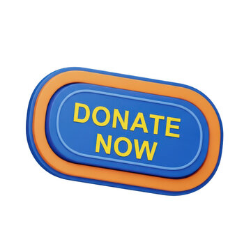Blue donate now button with speech bubble style isolated on transparent background