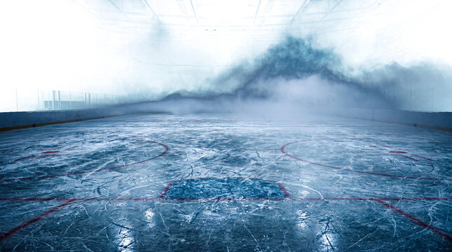 Hockey ice rink sport arena empty field - stadium isolated copyspace