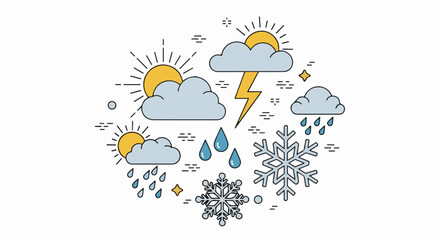 Obraz premium A colorful illustration of various weather conditions