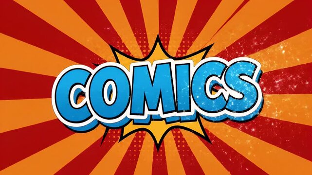 Retro comic book style background with vibrant sunburst and text
