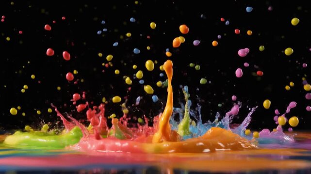 colorful fruit juice splash motion