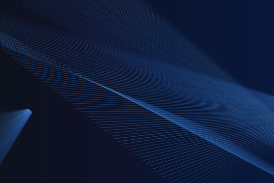 Abstract background, with diagonal blue, lines, intersecting geometric, patterns on dark, navy backdrop