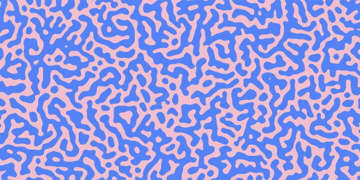 Seamless color diffusion reaction pattern. Blue and pink organic shapes  lines. . Abstract seamless pattern background. Vector turing