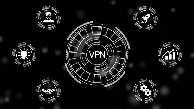 Business, Technology, and networking concept. VPN network security internet privacy encryption concept. a futuristic holographic advanced HUD circle platform Business, Technology .