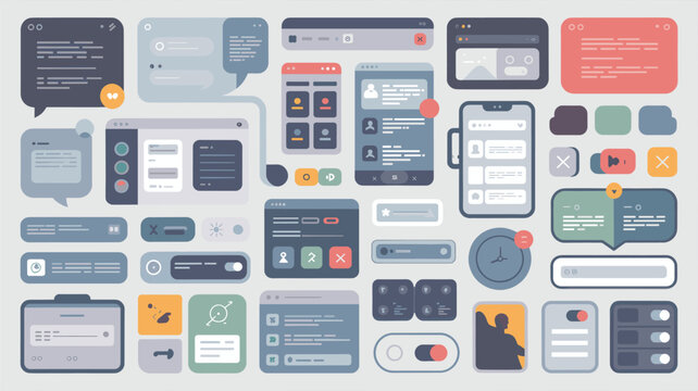 Modern UI UX Design Elements Vector Set for Web and Mobile Interfaces