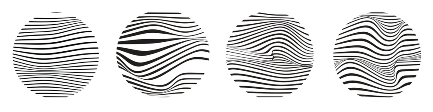 Abstract hypnotic pattern with multi-colored striped lines. Psychedelic background. Op art, optical illusion. Modern design, graphic texture.