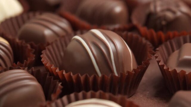 rotating chocolate candy macro shot